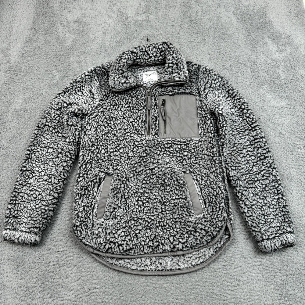 Abercrombie & Fitch Sherpa 1/4 Zip Women X Small Grey Deep Pile Gorpcore Utility